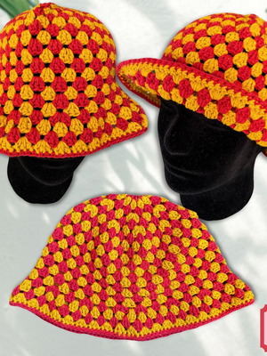 Handmade Bucket Hat "Ketchup & Mustard"