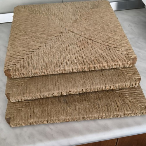 Set of 3 wicker chair seats like new, 37x37 cm
