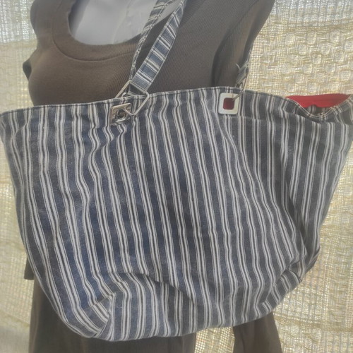 striped fabric bag