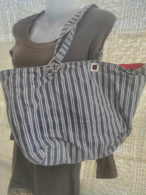 striped fabric bag