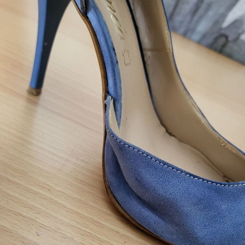 Blue suede pumps used, size 40