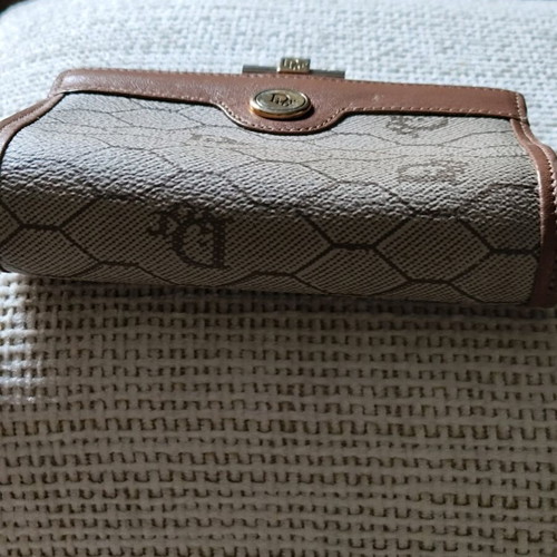 Christian Dior vintage beige honeycomb coin case wallet like new