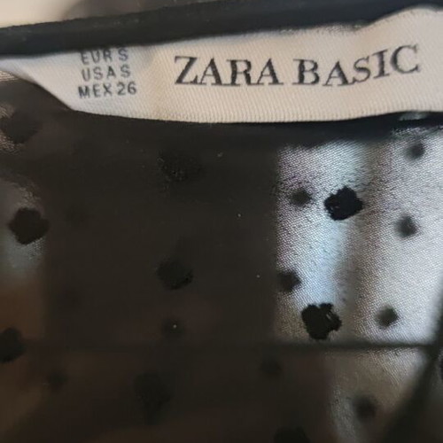 Zara shirt lingerie style with 3/4 sleeves, like new, black, size S