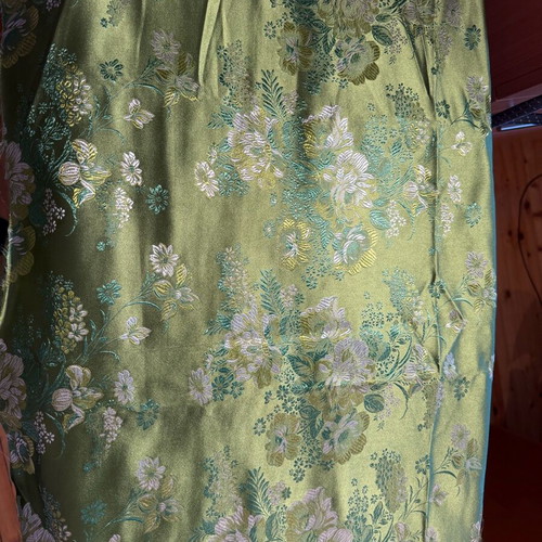 Green synthetic silk fabric for liturgical vestments, new, 9m x 0.78m