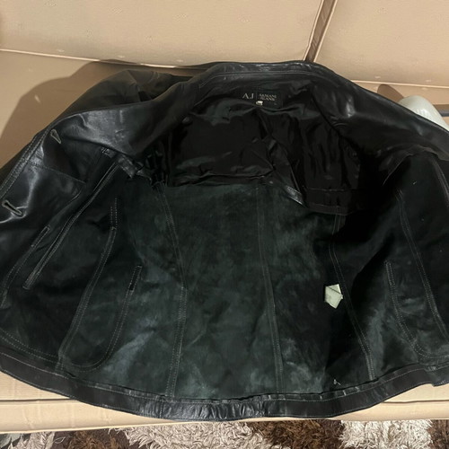 Armani Jeans leather jacket women's size S used, black