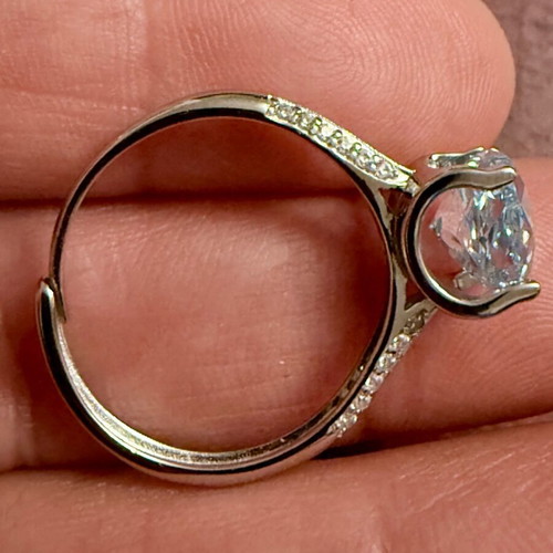 Canary Light Bule Solitaire Ring 925 Silver with Cubic Zirconia