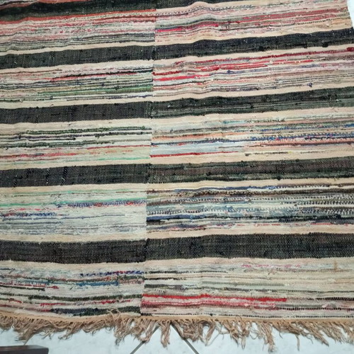 Traditional large woven rag rug, 3.05 x 1.20 m, vintage