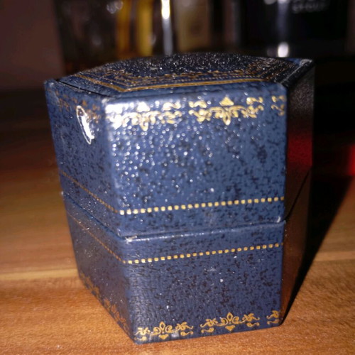 Elegant English vintage leather jewelry box like new with gold ornaments