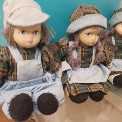 Vintage 3 porcelain dolls used, very old