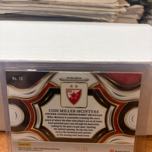 Select Euroleague Codi Miller-Mcintyre Premier Level Red and Snapshot Red cards new