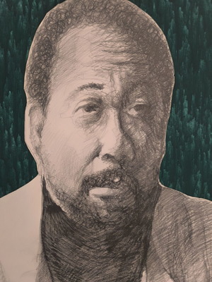 Muddy Waters Mixed Media Artwork Like New, Pencil and Acrylic on Canvas