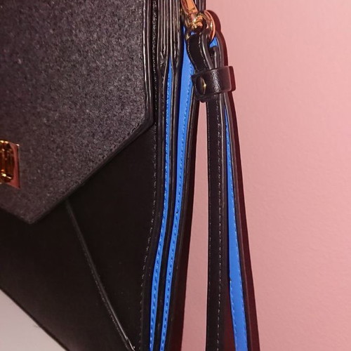LYDC London envelope bag like new, black-gray with blue details