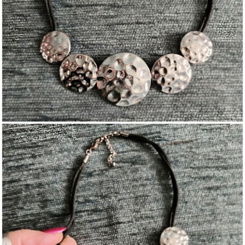 Vintage choker necklace with rings handmade, used