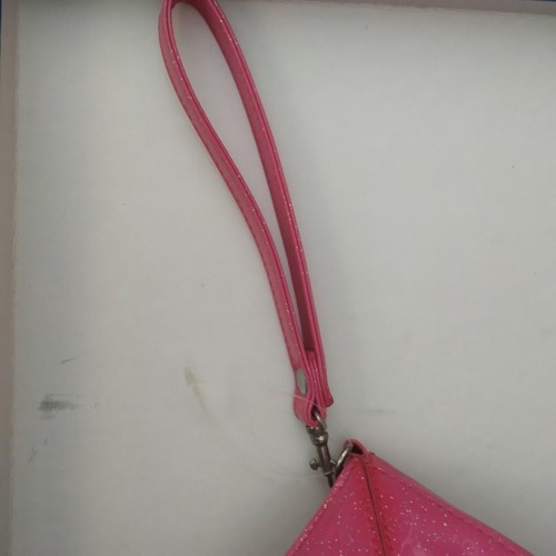 Pink envelope bag new with glitter and detachable handle