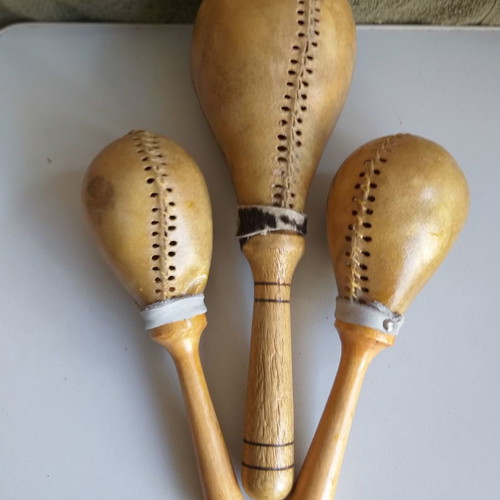 Leather maracas, two pairs salsa model
