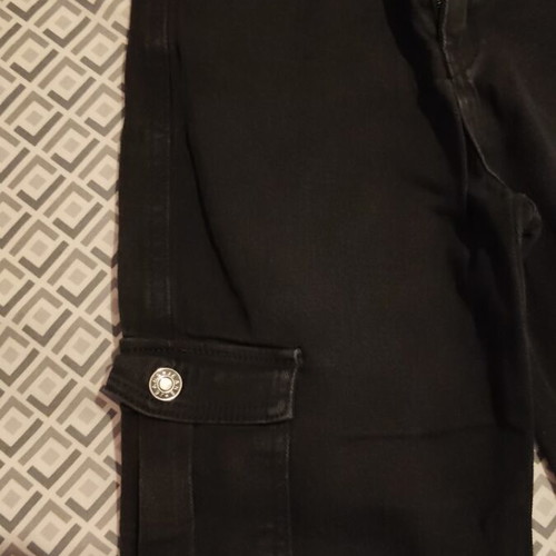 Cargo jeans pants for girls, black, age 12