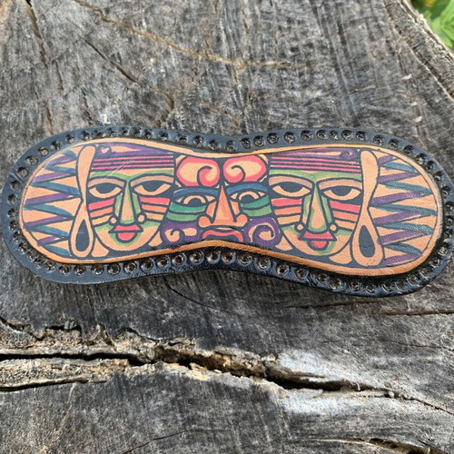 Hair Barrette hand-painted leather new with ethnic designs