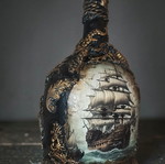 Handmade decorative bottle with pirate theme