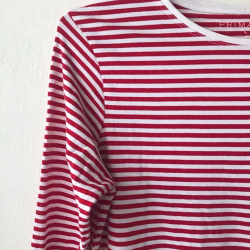 Primark striped long sleeve blouse like new, red-white, size L