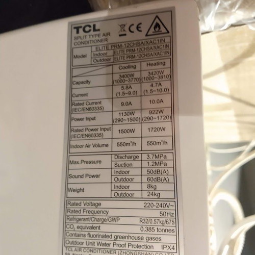 Κλιματιστικό TCL Elite Premium inverter 12.000 BTU σαν καινούργιο