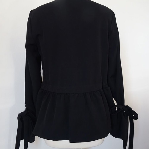 Blazer black with ruffle sleeve design, thin fabric, size S