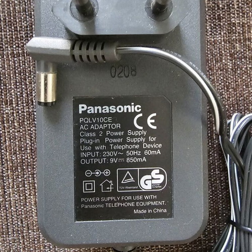 Panasonic PQLV10CE AC Adapter used, 9V 850mA power supply