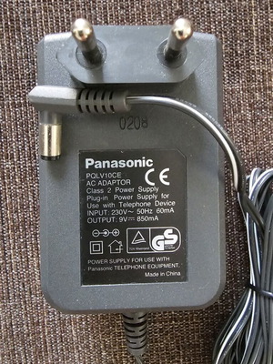 Panasonic PQLV10CE AC Adapter used, 9V 850mA power supply
