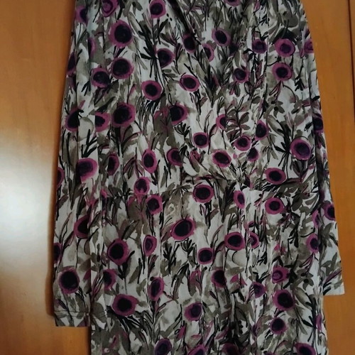Long-sleeve floral blouse like new, green and purple, size XL