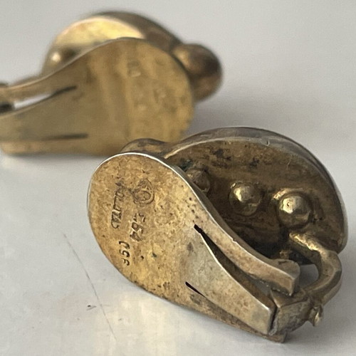 Vintage Zolotas ladybug clip-on earrings used, gold-plated silver 950