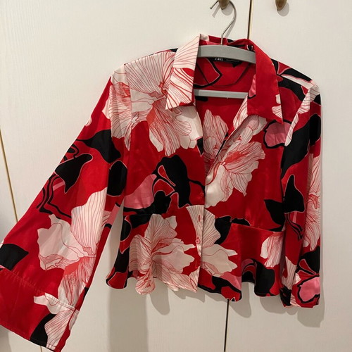 Zara satin floral blouse tunic like new, size S-M