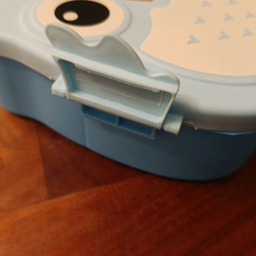 Food container with spoon like new, plastic with owl design