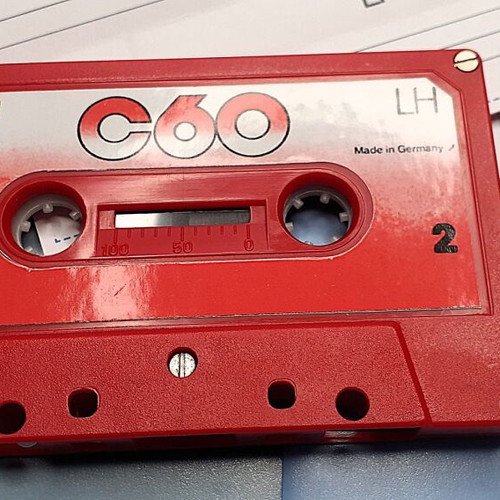 BASF C-60 LH red cassette used, vintage audio tape from 1976