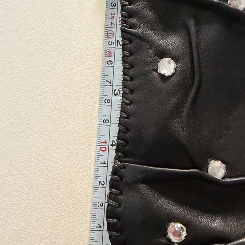 Women's leather crossbody bag like new with rhinestones and double chain