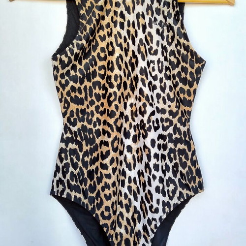 Ganni leopard print one piece swimsuit new size 34