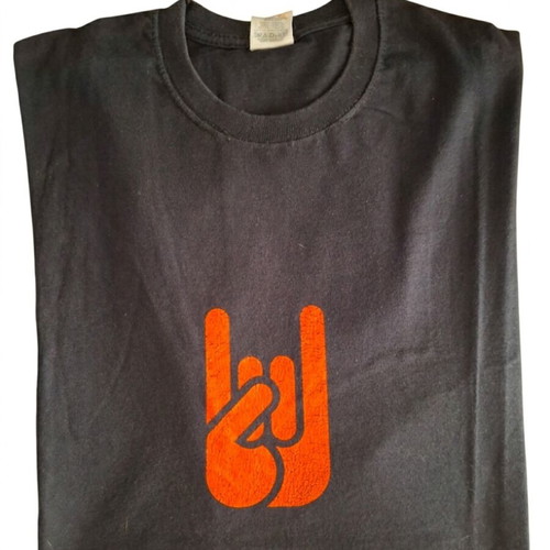 T-shirt Rock on Fruit of the Loom used, size L, black