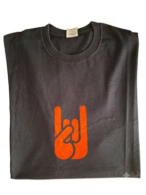 T-shirt Rock on Fruit of the Loom used, size L, black