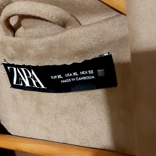 Zara coat XL beige suede new with belt