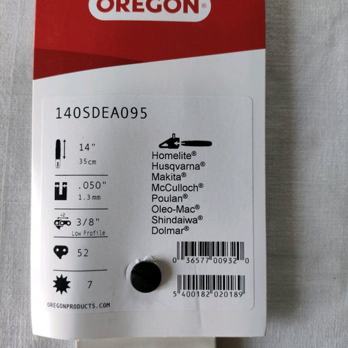 Oregon Single Rivet Chainsaw Bar 35 cm new, 1.3 mm guide for 3/8" chain 52 links