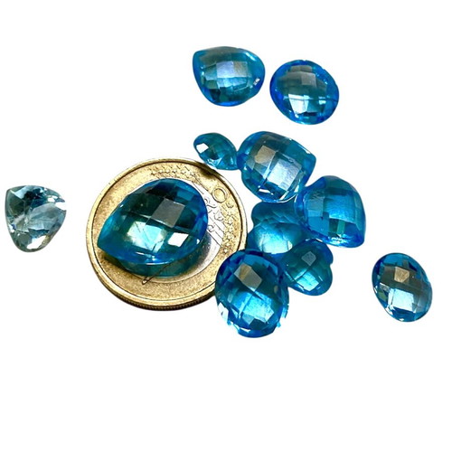 Blue Topaz Briolette stones like new, pack N16, 11 pieces