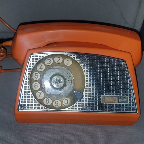 Vintage RWT Asher 72 telephone used, orange color