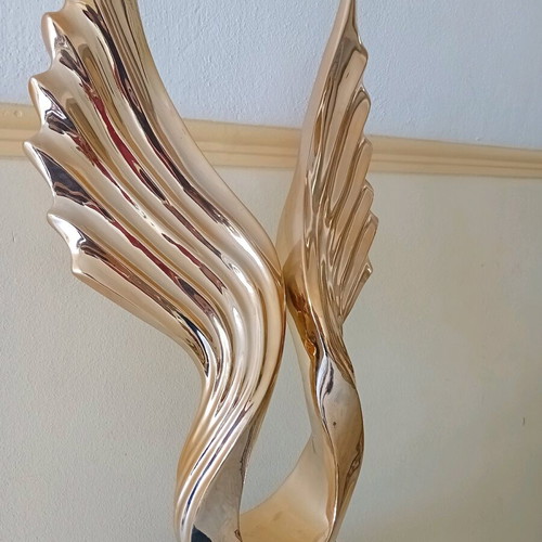 Wooden room decor like new with golden wings and hidden cabinet