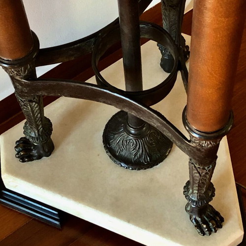 Floor lamp like new made of cast iron, marble and leather