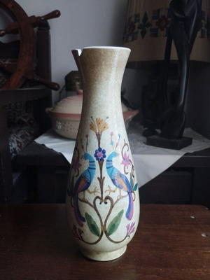 Ceramic vase 26 cm used, hand-painted by Keramikos Athens