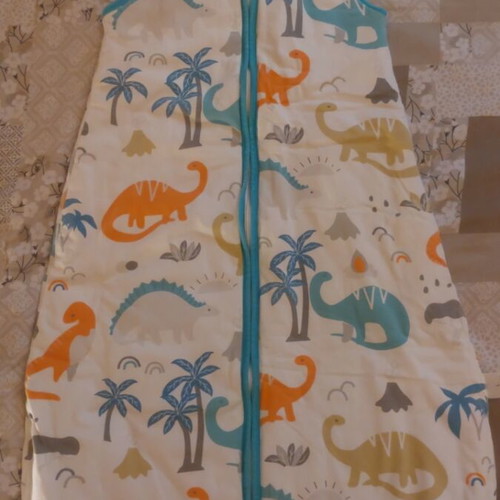 Baby sleeping bag with dinosaurs used, size 12–18 months