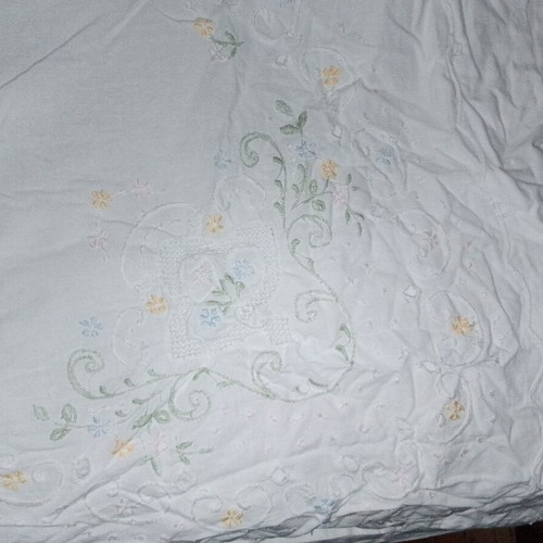 Double bed sheet with colorful embroidery, cotton