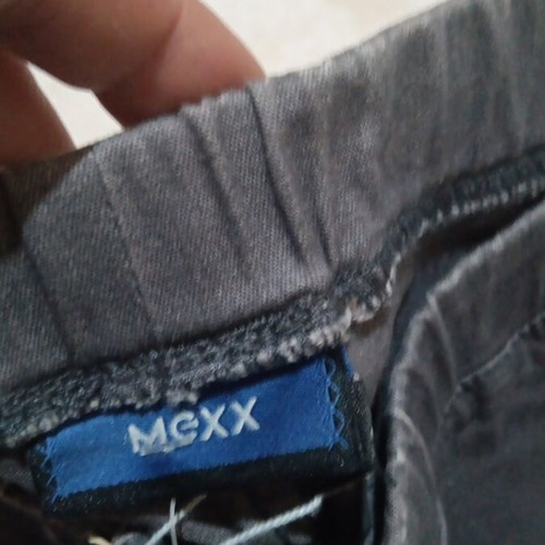 Gray denim pants with elastic waist, size S