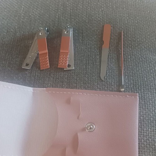 Manicure and pedicure tools stainless steel with pink case new