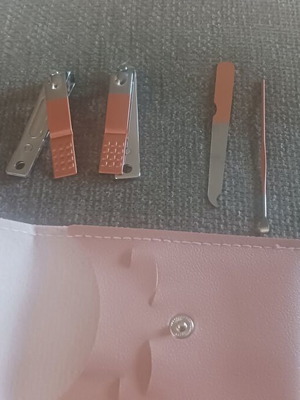 Manicure and pedicure tools stainless steel with pink case new