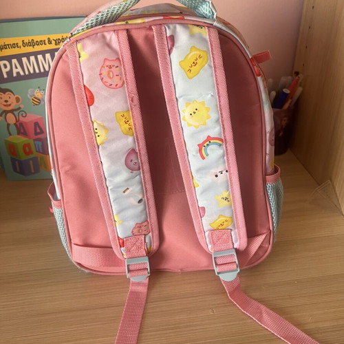 Must Team Preschool Backpack used, colorful with bottle holder