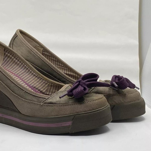 Nanette Lepore for Keds wedge platform shoes used, size US8 EU38.5, gray with purple